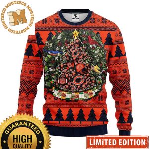 Chicago Bears Football Pine Tree Shape Christmas Wreath 2023 Holiday Gifts Ugly Christmas Sweater