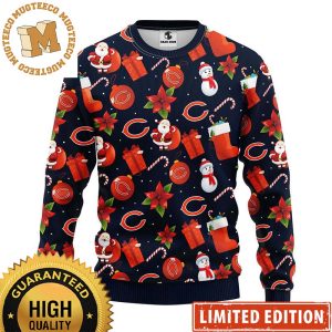 Chicago Bears Santa Claus Snowman Logo Pattern 2023 Holiday Gifts Christmas Ugly Sweater