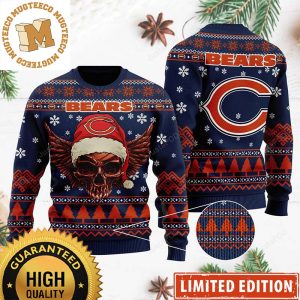 Chicago Bears Skull Wing Christmas Santa Hat 2023 Holiday Gifts Ugly Christmas Sweater