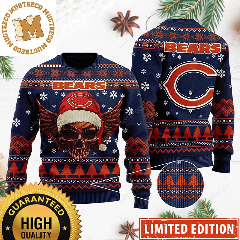 Wonderful Chicago Bears Skull Wing Christmas Santa Hat 2023 Holiday ...