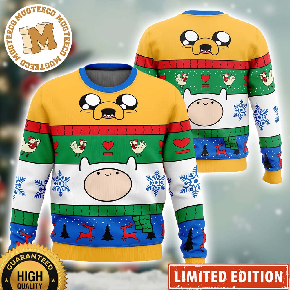 Christmas Finn and Jake Adventure Time 2023 Xmas Holiday Gift Ugly Christmas Sweater