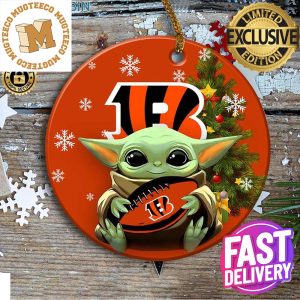 Cincinnati Bengals Baby Yoda NFL Christmas Decorations Ceramic Ornament