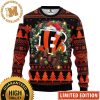 Cincinnati Bengals Christmas Football Pine Tree Shape Knitting Orange Ugly Christmas Sweater