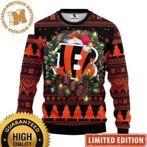 Cincinnati Bengals Christmas Light Up NFL Big Logo Knitting Christmas Ugly Sweater