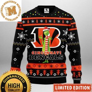 Cincinnati Bengals Funny Grinch Knitting Black And Orange Ugly Christmas Sweater
