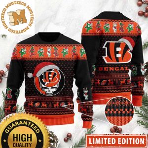 Cincinnati Bengals Grateful Dead SKull And Bears Rock 2023 Holiday Gifts Ugly Sweater NFL Football Christmas
