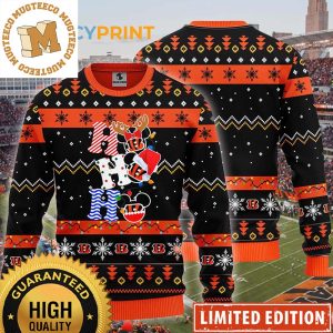 Cincinnati Bengals HoHoHo Mickey Disney Christmas Ugly Sweater