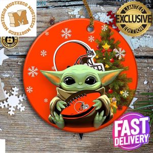 Cleveland Browns Baby Yoda NFL Christmas Decorations Ceramic Ornament