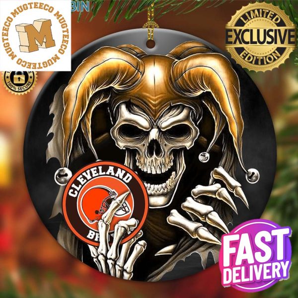 Cleveland Browns NFL Skull Joker Christmas Tree Decorations Ornament