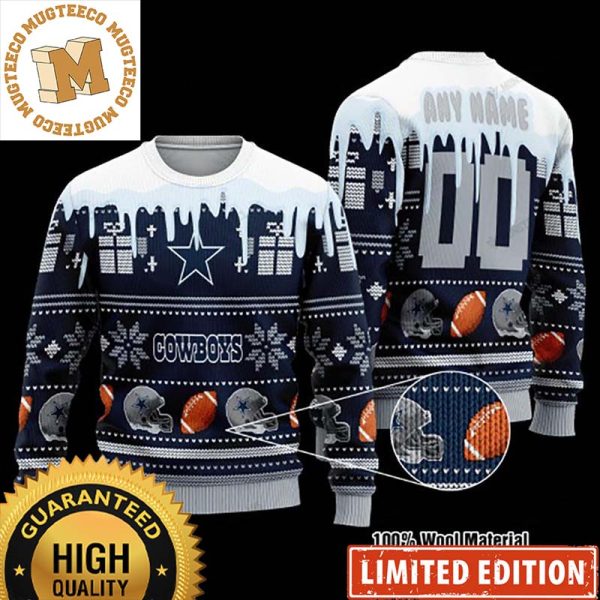 Custom Name Dallas Cowboys Spilled Paint Ugly Sweater