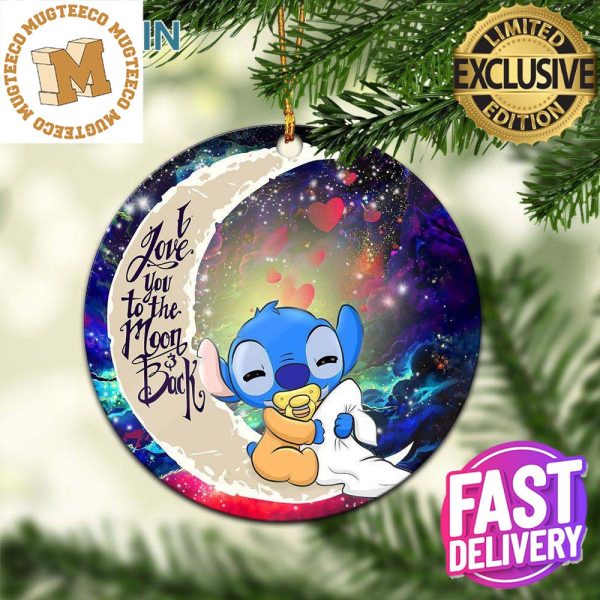 Cute Baby Stitch Sleep Love You To The Moon And Back Galaxy Christmas Decorations Ornament