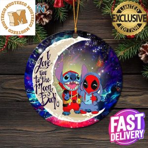 Cute Deadpool And Stitch Love You To The Moon And Back Galaxy Christmas Decorations Ornament