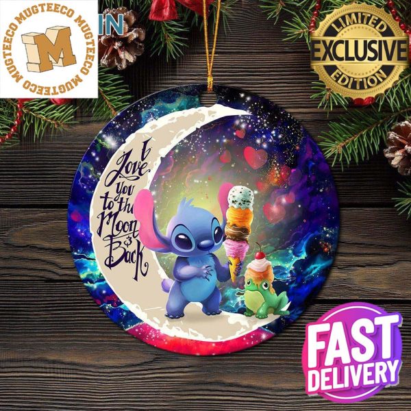 Cute Stitch Frog Icecream Love You To The Moon And Back Galaxy Personalized Christmas Decorations Ornament