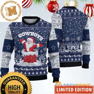 Dallas Cowboys Christmas Santa Claus Chimney Ugly Christmas Sweater