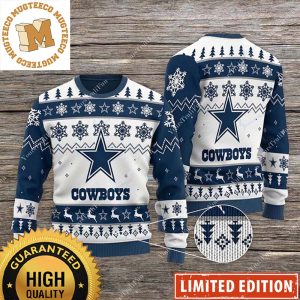 Dallas Cowboys Classic NFL Football Team White 2023 Personalized Custom Name Ugly Christmas Sweater