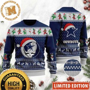 Dallas Cowboys Grateful Dead Rock Band Pattern Custom Name 2023 Holiday Gifts Ugly Christmas Sweater