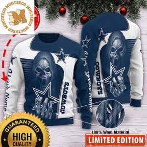 Dallas Cowboys Grim Reaper Dead Skull Knitted Ugly Christmas Sweater Gift