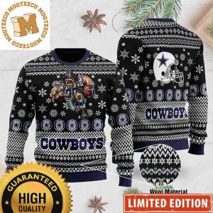 Dallas Cowboys Mascot Printed Black Ugly Sweater Christmas – Dallas Cowboys Ugly Sweater