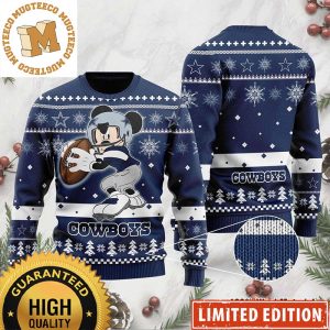 Dallas Cowboys Mickey Mouse Disney Player 2023 Holiday Custom Name Ugly Christmas Sweater
