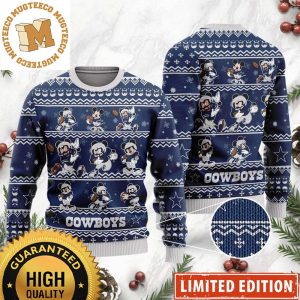 Dallas Cowboys Mickey Player Pattern Disney NFL Custom Name Ugly Christmas Sweaters