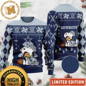 Dallas Cowboys Peanuts Snoopy Personalized Custom Name 2023 Holiday Ugly Christmas Sweater