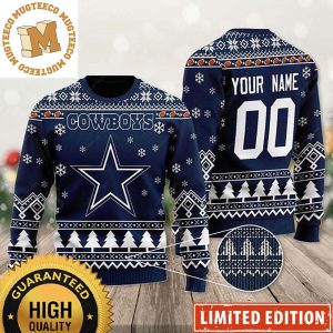 Dallas Cowboys Personalized Custom Name NFL Snowflake Ugly Christmas Sweater