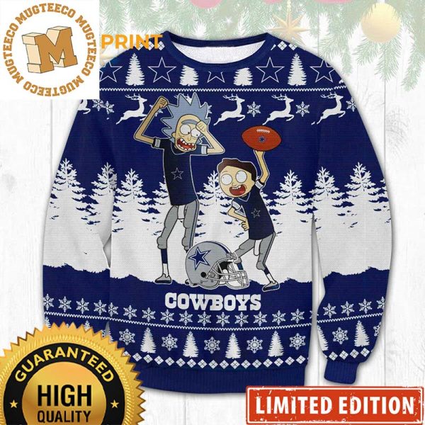 Dallas Cowboys Rick And Morty Cartoon Funny Football Christmas Ugly Sweater 2023 Holiday Gifts