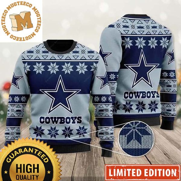 Dallas Cowboys Snowflakes Knitting Personalized Custom Name Ugly Christmas Sweater