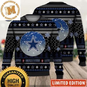 Dallas Cowboys Vintage Night Snowflakes Knitted Black Ugly Christmas Sweater