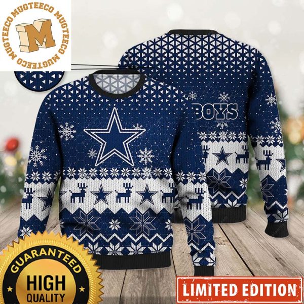 Dallas Cowboys Vintage Snowflakes Blue 2023 Holiday Ugly Christmas Sweater