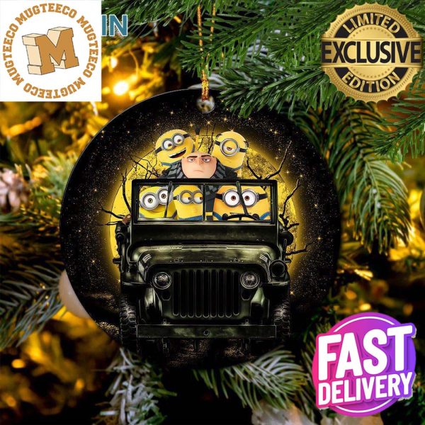 Despicable Me Gru And Minions Ride Jeep Funny Halloween Moonlight Christmas Tree Decorations Ornament