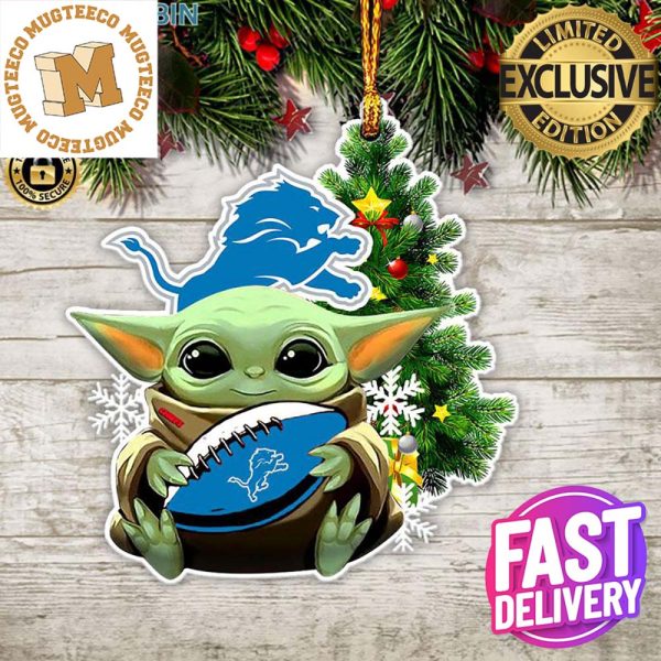 Detroit Lions Baby Yoda NFL Christmas Tree Decorations Ornament