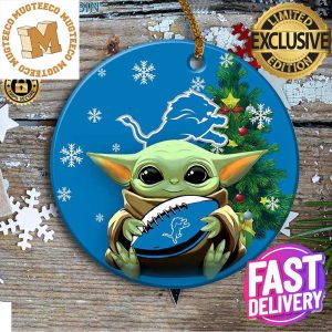Detroit Lions Baby Yoda NFL Personalized Xmas Gifts Christmas Holiday Ceramic Ornament