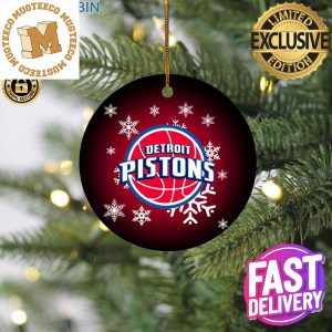 Detroit Pistons NBA Personalized Merry Christmas Ceramic Ornament