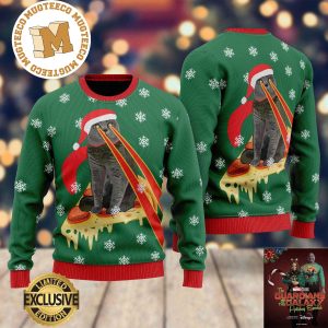 Drax Pizza Cat With Laser Eyes Guardians Of The Galaxy Holiday Special Ugly Christmas Sweater