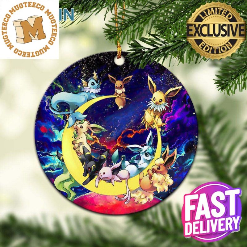 Umbreon Espeon Eevee Evolution Pokemon Love You To The Moon And Back  Personalized 2023 Holiday Merry Christmas Decorations Ornament - Mugteeco