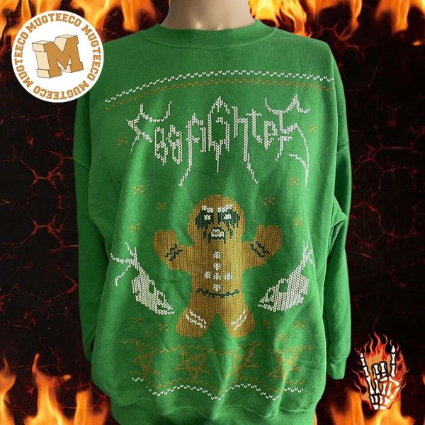 Foo Fighters Gingerbread Metal Green 2023 Ugly Christmas Sweater