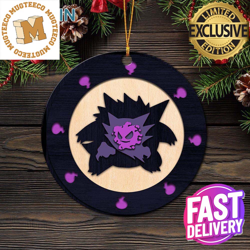 Gengar And Clefable Cute Pokemon Love You To The Moon And Back Galaxy Xmas  Gifts Christmas Decorations Ornament - Mugteeco