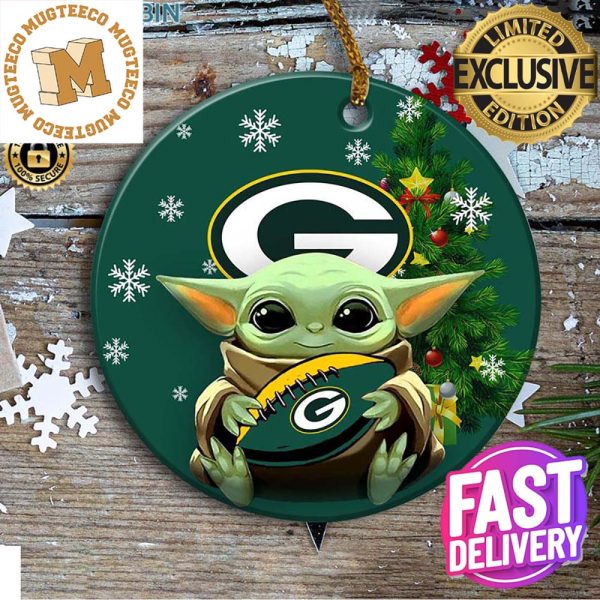 Green Bay Packers Baby Yoda NFL Holiday 2023 Christmas Decorations Ornament