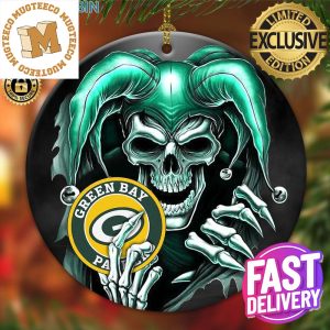 Green Bay Packers NFL Skull Joker Personalized Christmas Decorations Ornament