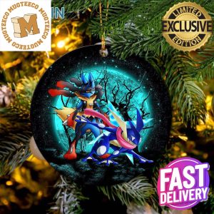 Greninja Satoshi And Mega Lucario Pokemon Moonlight Personalized Holiday Christmas Decorations Ornament