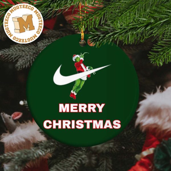 Grinch Nike Brand Jump Man Basketball Merry Christmas Custom Name 2023 Christmas Tree Decorations Ornament