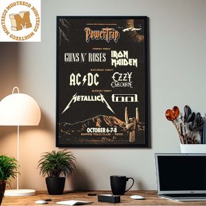 Guns N Roses AC DC Ozzy Metallica Iron Maiden Tool Power Trip Festival Oct 6-8 Poster Canvas