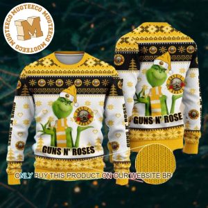 Guns N Roses Grinch Funny 2023 Holiday Gifts 3D Christmas Ugly Sweater
