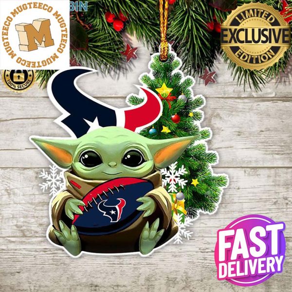 Houston Texans Baby Yoda NFL Christmas Tree Decorations Ornament
