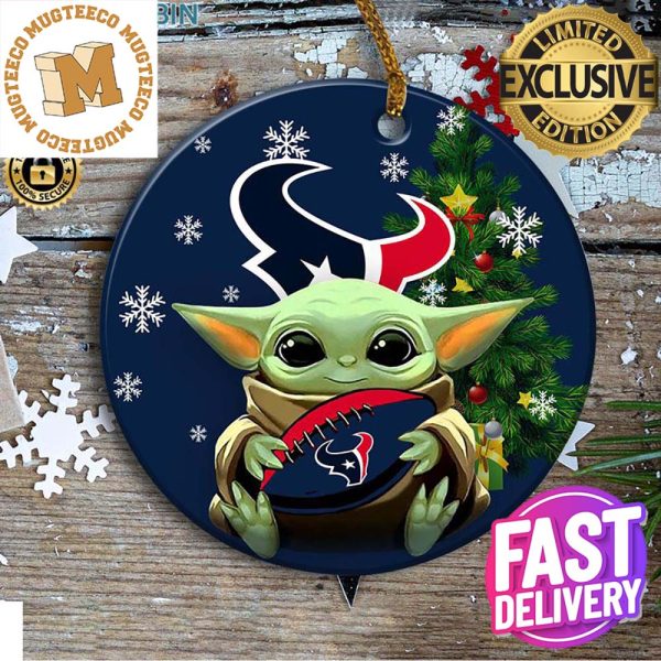 Houston Texans Baby Yoda NFL Personalized Xmas Holiday 2023 Gifts Christmas Decorations Ornament