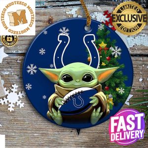 Indianapolis Colts Baby Yoda NFL Personalized Xmas Holiday 2023 Gifts Christmas Decorations Ornament
