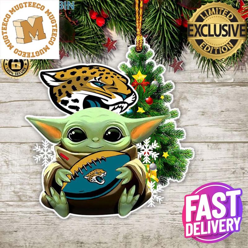 Jacksonville Jaguars Baby Yoda NFL Christmas Tree Decorations Ornament