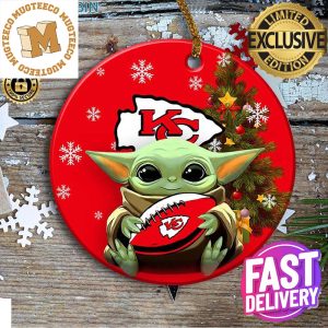 Kansas City Chiefs Baby Yoda NFL Personalized 2023 Holiday Christmas Decorations Ornament