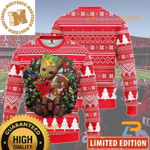 Kansas City Chiefs Groot Hug The Ball Christmas Wreath NFL Ugly Christmas Sweater